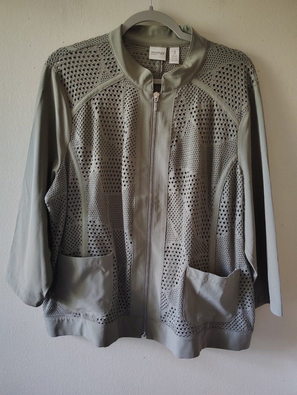 Chicos Zenergy Neema Mesh Jacket 3 XL Laser Cut Lightweight Boho Casual NWT